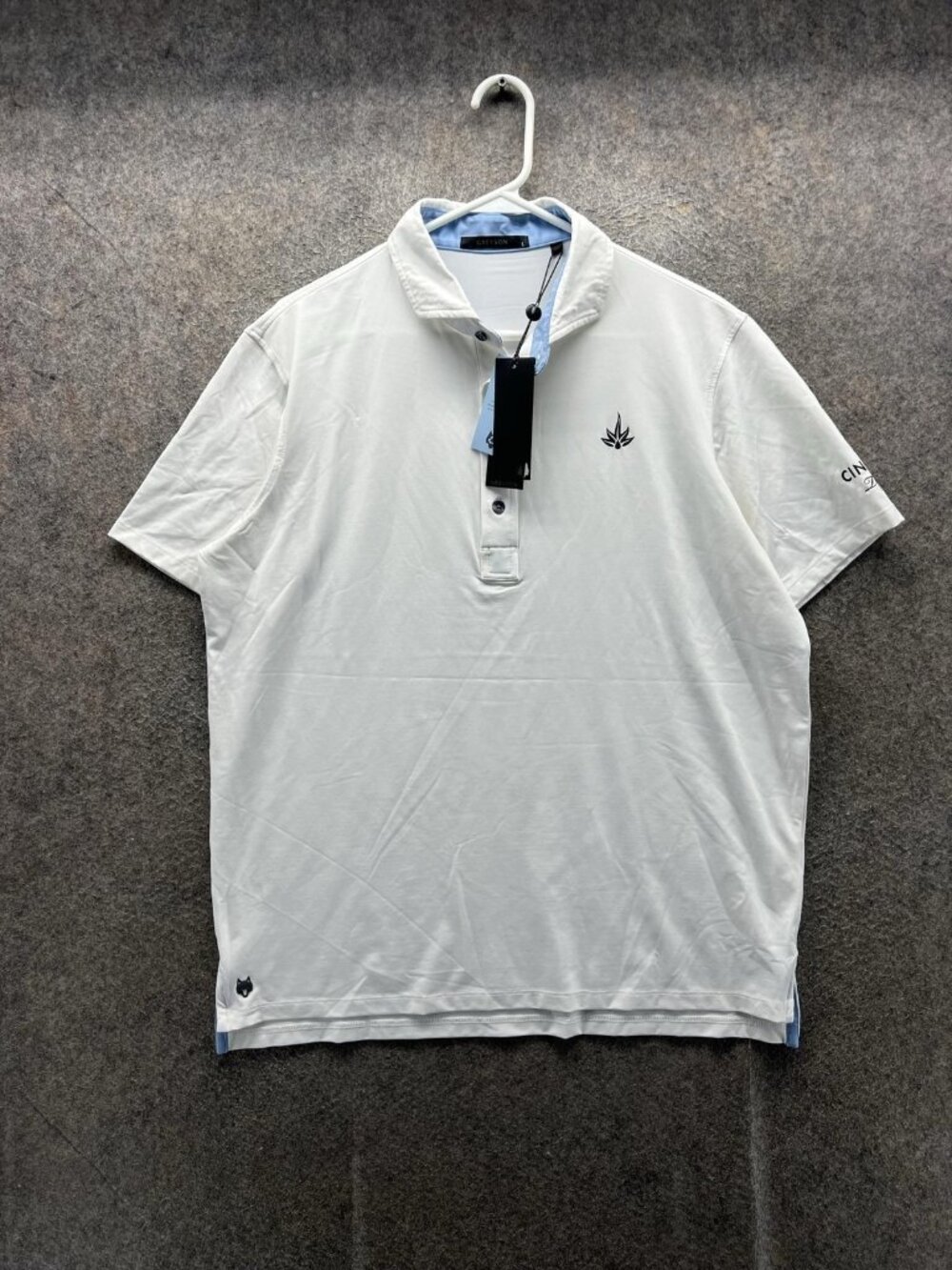 Greyson Tala Polo Shirt Men Large White Arctic Performance Golf Logo Casual